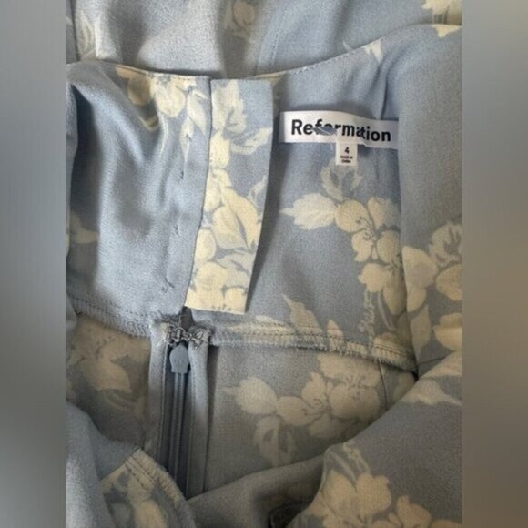 NEW Reformation Reverie Long Dress Bijou Light Blue Floral | US 4 UK 8 - Picture 11 of 16